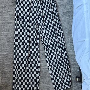 Super soft ribbed Black and White Checkered Pants with pockets